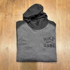 Nike BSBL Dri-FIT Baseball Hoodie Small Gray 3/4 Sleeve Training Pullover